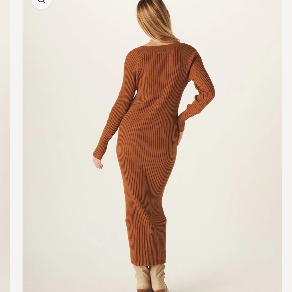 The normal brand Ava Ribbed Maxi Dress in Clay sweater dress - Picture 13 of 13